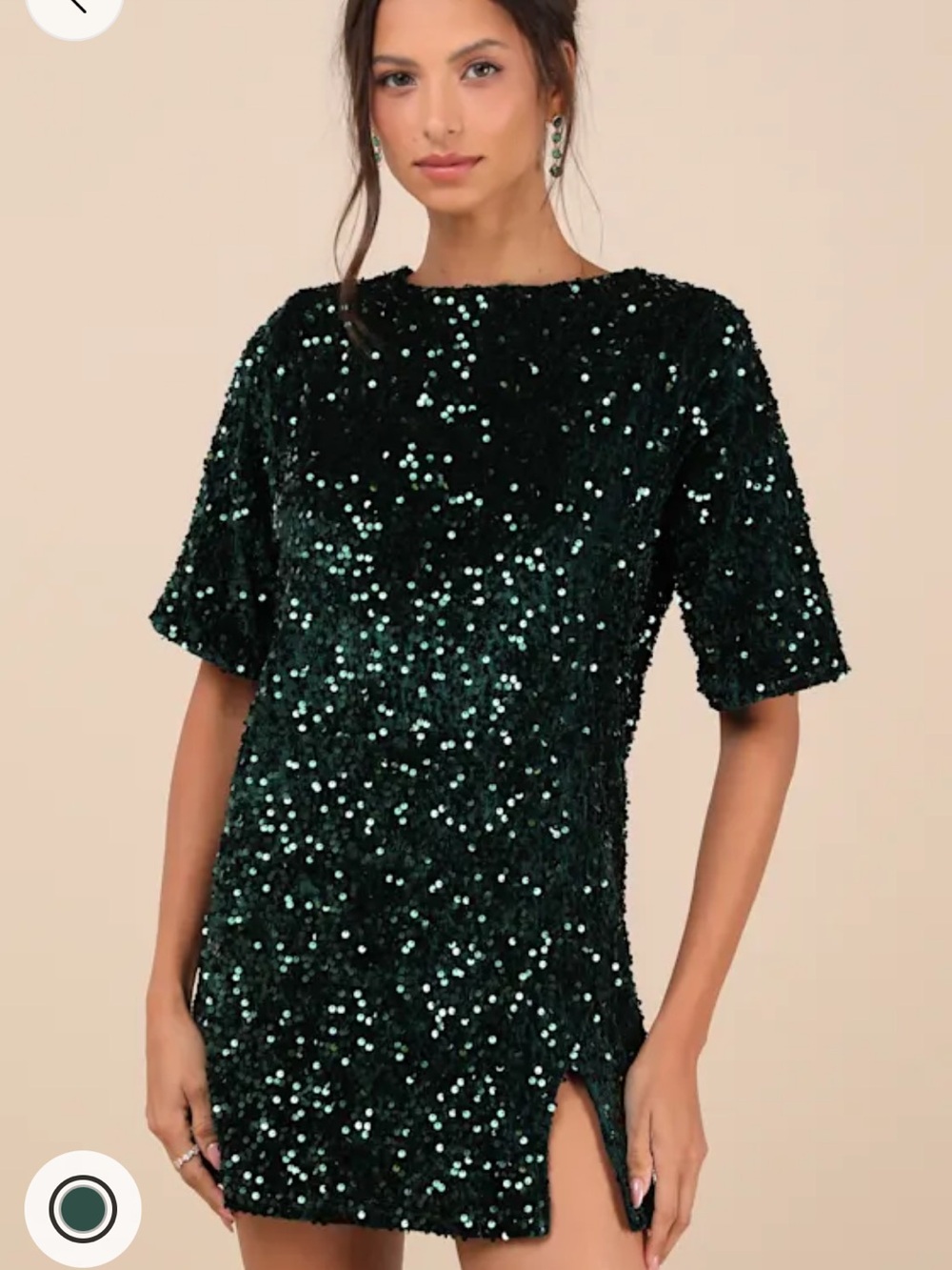 Lulu's Emerald Green Sequin Mini Dress